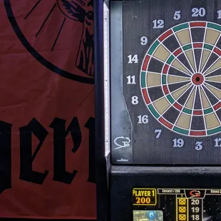 a dart board with a dart in the center