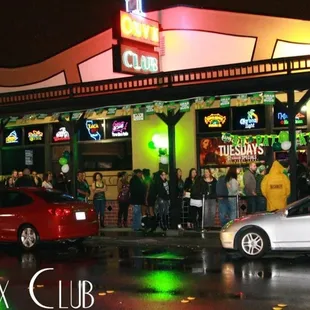 Line to get in on a busy night.