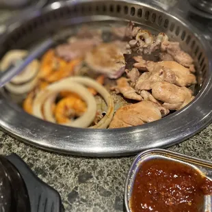 BBQ marinsted beef, cajun shrimps and briskets