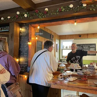 people at a counter