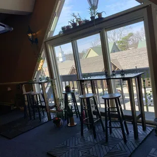 Window in the upstairs eating area.