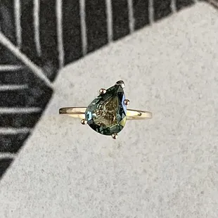 The Mirabel! A gorgeous green sapphire solitaire.