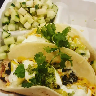 Pulled chicken tacos with the works!