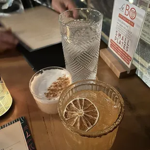 Margarita and whiskey sour from La Bo down below