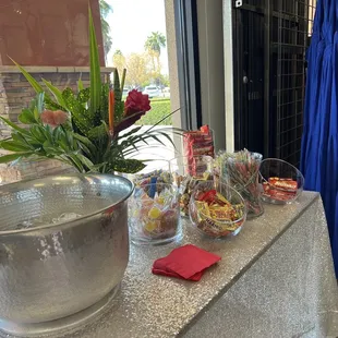 Refreshments set up for today&apos;s promotion