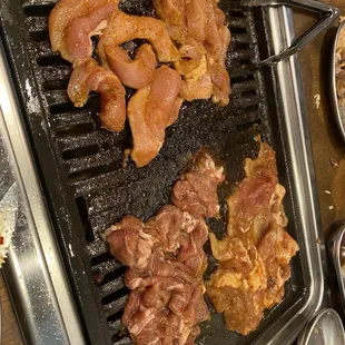 cajun chicken, Hawaiian beef and spicy pork bulgogi