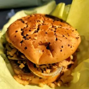 Triple Onion Crunch Burger