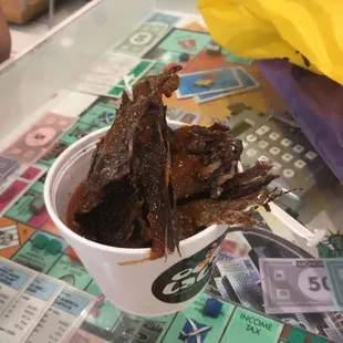 a bowl of chips on a table