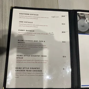 a menu on a table