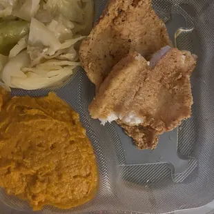 Catfish, cabbage and yams