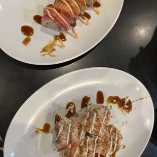 Ebisu roll and BC California roll (partially eaten)