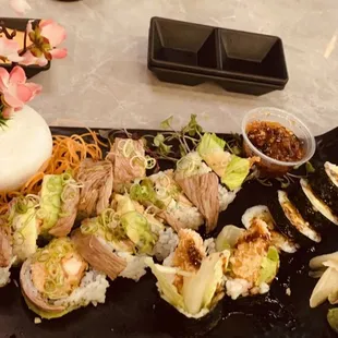 a plate of food on a table