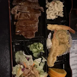 Tempura and beef teriyaki