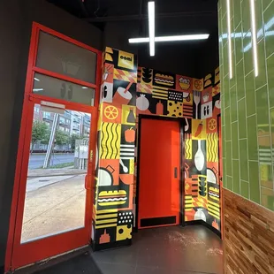 the entrance to the restaurant