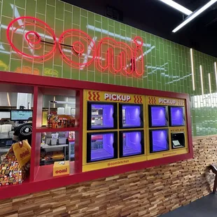 a restaurant with a neon sign