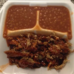 Pulled pork plate w/ double bbq beans. Food Truck Friday Southend.