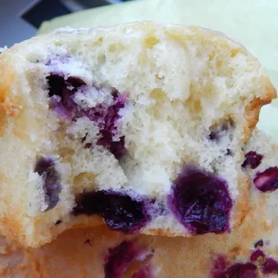 Inside of the lemon blueberry muffin.