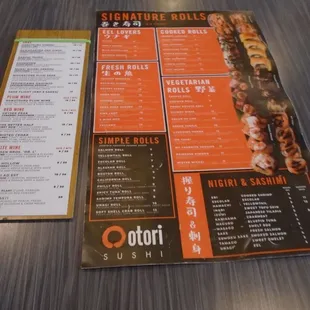 Drink &amp; food menus.