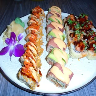 My selection of 3 tuna based sushi rolls.