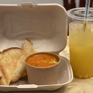 The Classic, tomato bisque &amp; mango lemonade!
