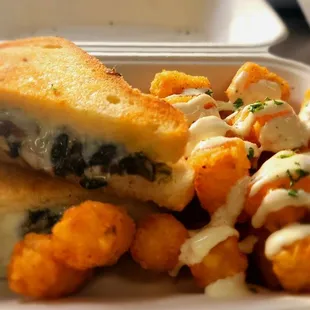 Steak and Mushroom with Garlic Tots