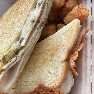 The Turkey Pesto and Seasoned Tater Tots