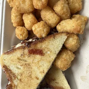 Maple Bacon Grilled Cheese &amp; Tater Tots