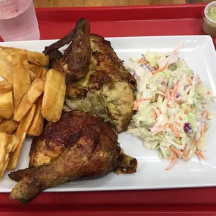 1/2 Chicken with Yuca and Coleslaw