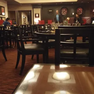 Dining area is tasteful if a little dark