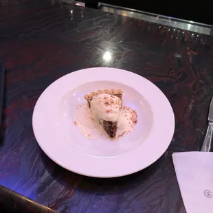 German chocolate pecan pie with coconut gelato