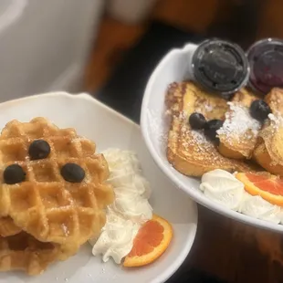 Chicken and waffles and French toast