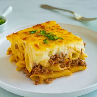 a piece of lasagna on a plate