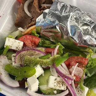 Monday special , Gyro Platter w/ Greek salad .
