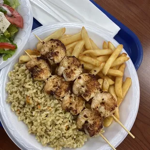 Shrimp Souvlaki platter