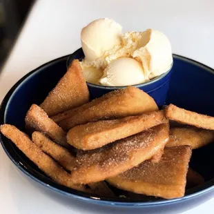 Sopapitas Pita bread fried, tossed in honey and cinnamon sugar