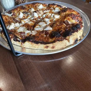 Custom pizza with Chicken, Bacon, cheese and BBQ sauce