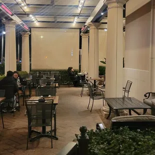 The heated patio had lots of seating.