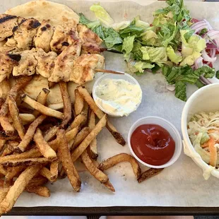 Chicken Souvlaki Gyro Platter