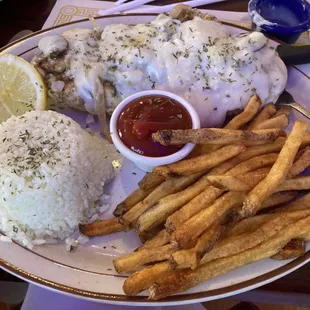Chicken lemonata. Huge serving.