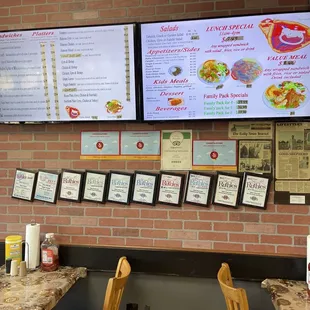 menus on the wall