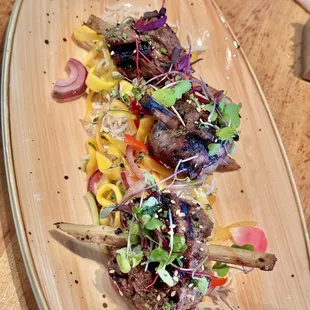 Sugarcane fillet skewers appetizer