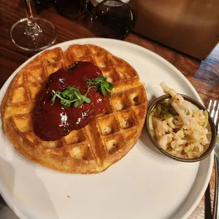 Orange Fried Chicken + Waffles