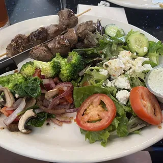 Low-Carb Lamb Souvlaki Platter