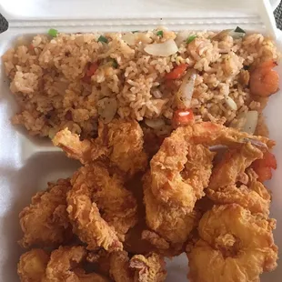 Fried shrimp plate, $9.99