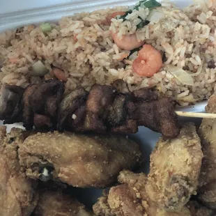 Chicken Plate with rice and Shish Kebab