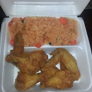 $5 #7 chicken wings and shrimp fried rice