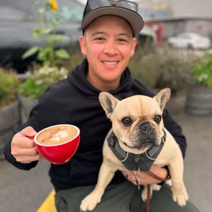 Pumpkin spice latte and a furry best friend