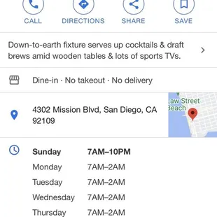 Establishment info
