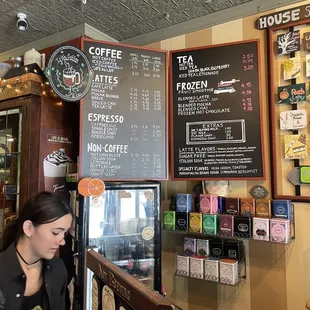 Coffee, tea and smoothie menu.
