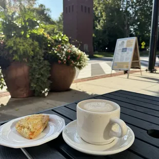 Cheese scone and a lavender latte.